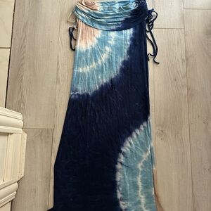 Young Fabulous & Broke Strapless Tie-Dye Dress - Navy and Cream